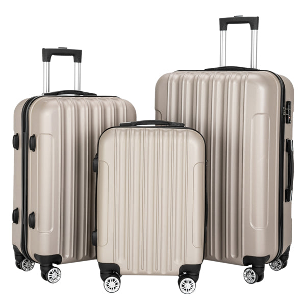 3-Piece Lightweight Hardshell Luggage Set — 20", 24" & 28" in Champagne