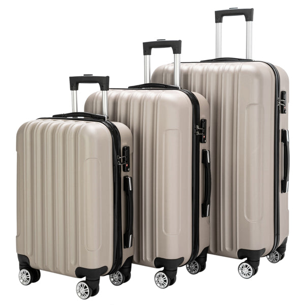 3-Piece Lightweight Hardshell Luggage Set — 20", 24" & 28" in Champagne