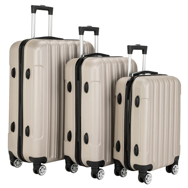 3-Piece Lightweight Hardshell Luggage Set — 20", 24" & 28" in Champagne