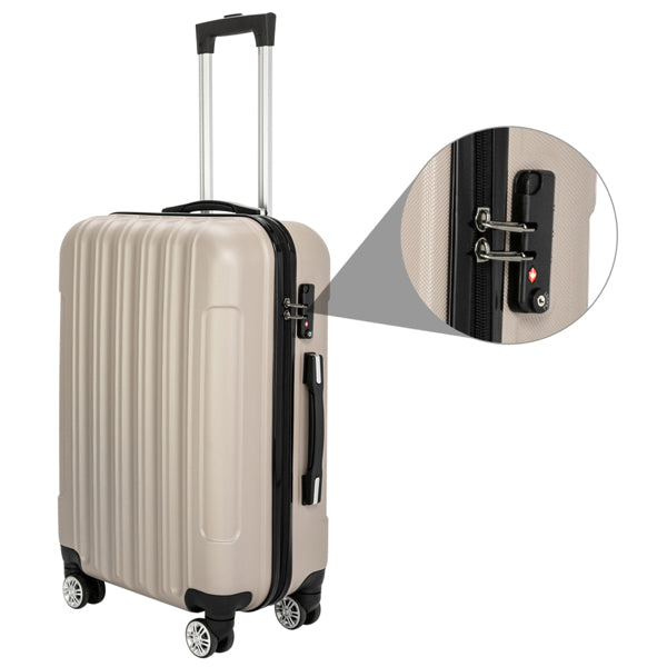 3-Piece Lightweight Hardshell Luggage Set — 20", 24" & 28" in Champagne