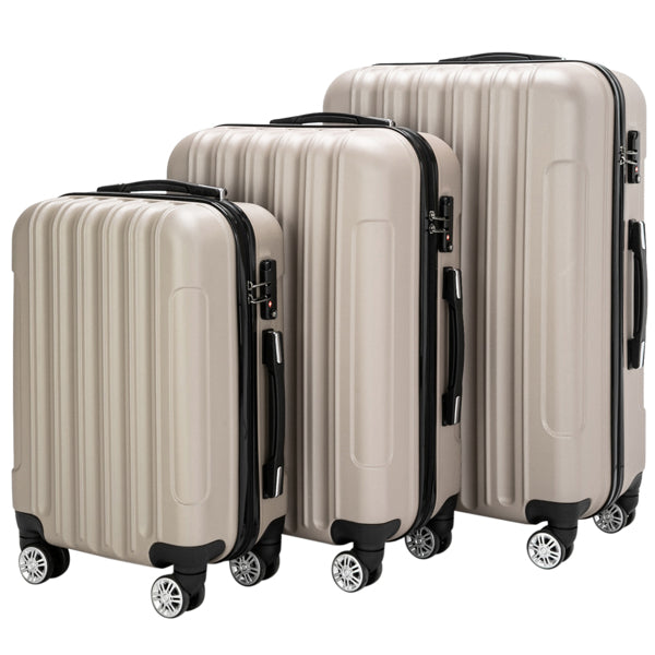 3-Piece Lightweight Hardshell Luggage Set — 20", 24" & 28" in Champagne